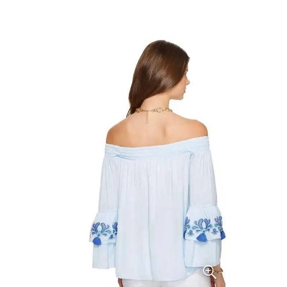 Lilly Pulitzer Tobyn Off the Shoulder top in Blue size XXS - Picture 4 of 13
